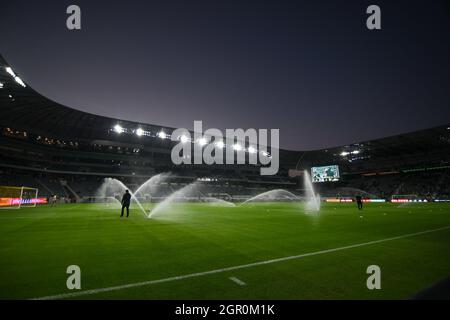 Vista generale del Banc of California Stadium prima di una partita di calcio MLS tra il LAFC e i Portland Timbers, mercoledì 29 settembre 2021, Foto Stock