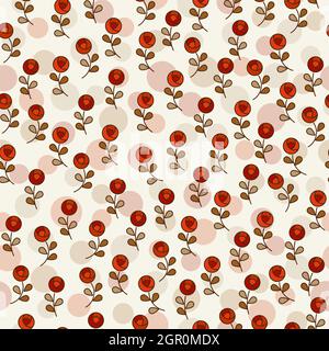 Bellissimo motivo floreale con piccole rose grafiche. Pattern vettoriale senza giunture. La tessitura può essere utilizzata per tessuto di moda o carta da imballaggio regalo e retro Illustrazione Vettoriale