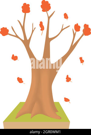 Autumn Tree icona, stile cartoon Illustrazione Vettoriale