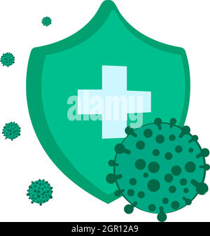 Schermo antivirus e illustrazione del vettore del segno del coronavirus Illustrazione Vettoriale