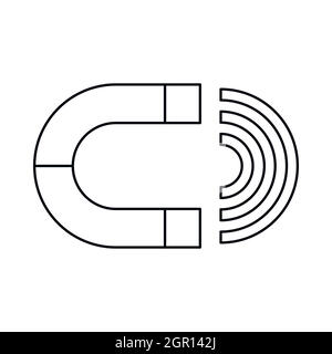 Icona del magnete in stile contorno Illustrazione Vettoriale