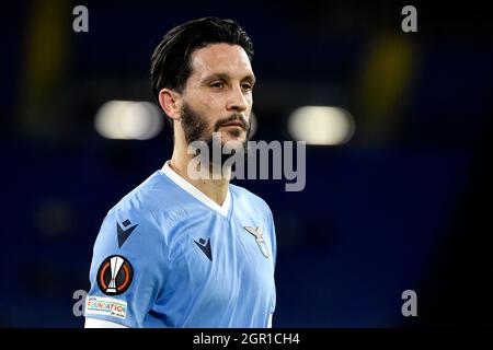 Roma, Italia. 30 settembre 2021. Luis Alberto della SS Lazio reagisce durante la partita di calcio di scena del gruppo Europa League tra la SS Lazio e la Lokomotiv Moskva allo stadio Olimpico di Roma, 30 settembre 2021. Foto Antonietta Baldassarre/Insidefoto Credit: Ininsidefoto srl/Alamy Live News Foto Stock