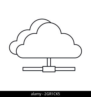 Il Cloud icona Connessione di rete, stile contorno Illustrazione Vettoriale