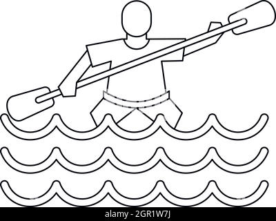 Kayak slalom icona, stile semplice Illustrazione Vettoriale