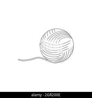 La sfera del filato, l'icona di stile di contorno Illustrazione Vettoriale