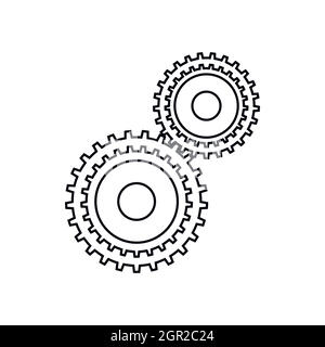 Meccanismo di ingranaggi di icona di stile di contorno Illustrazione Vettoriale