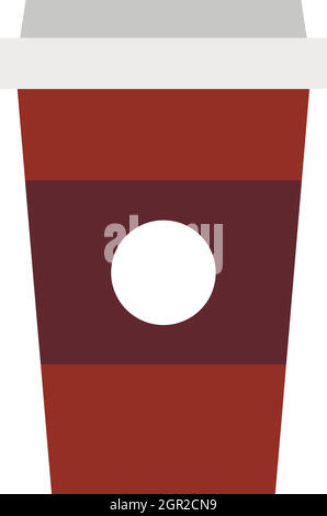 Carta marrone tazza di caffè icona, stile piatto Illustrazione Vettoriale