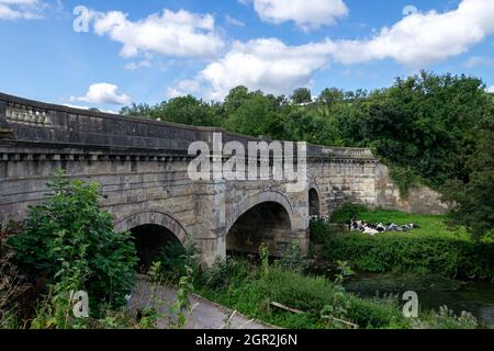 L'acquedotto di Avoncliff che porta il canale Kennet e Avon sul fiume Avon Foto Stock