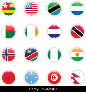 Set di bandiere del mondo Illustrazione Vettoriale