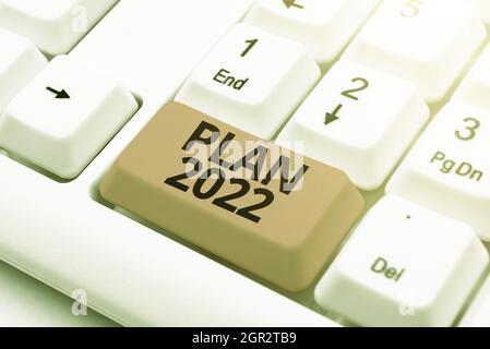 Ispirazione che mostra il piano di segno 2022. Concetto che significa proposta dettagliata che fa realizzare qualcosa l'anno prossimo che sviluppa il nuovo Web site interattivo, che modifica Foto Stock