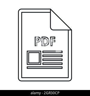 File PDF icona documento, stile contorno Illustrazione Vettoriale