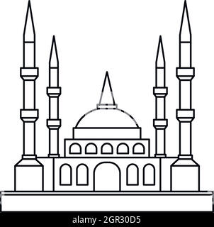 La moschea musulmana icona, stile contorno Illustrazione Vettoriale