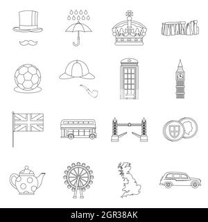 Gran Bretagna , stile contorno Illustrazione Vettoriale