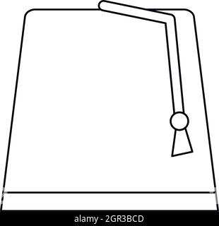 Bagno turco hat, icona di Fez, stile contorno Illustrazione Vettoriale