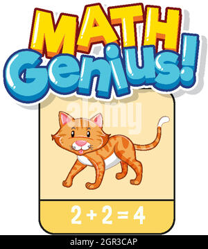 Math flashcard design for adding numbers Stock Vector