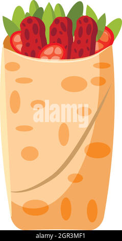 Icona Shawarma in stile cartoon Illustrazione Vettoriale