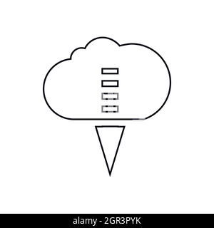Trasferimento di file da un icona a forma di nuvola, stile contorno Illustrazione Vettoriale