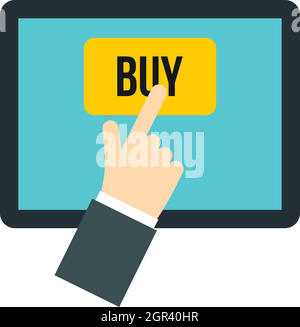 L'E-commerce, shopping online, l'icona di stile di Piana Illustrazione Vettoriale