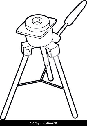 Treppiede per l'icona della fotocamera, stile contorno Illustrazione Vettoriale