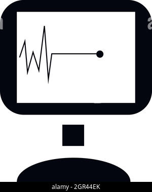 Grafico di impulsi sulla icona di monitor, stile semplice Illustrazione Vettoriale