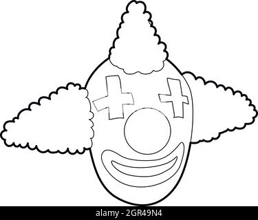 Testa icona clown, stile contorno Illustrazione Vettoriale