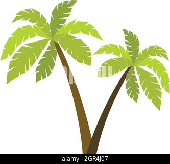 Due palme icona in stile piatto Illustrazione Vettoriale