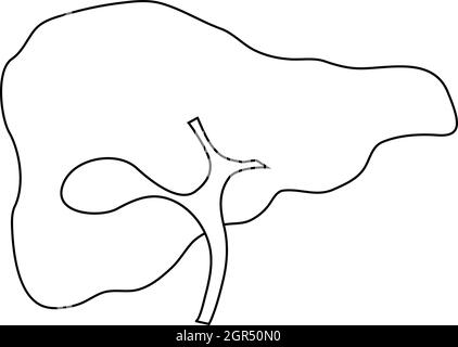 Fegato umano, l'icona di stile di contorno Illustrazione Vettoriale