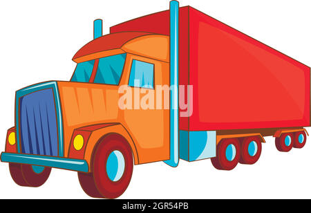 Semi rimorchio truck icona, stile cartoon Illustrazione Vettoriale