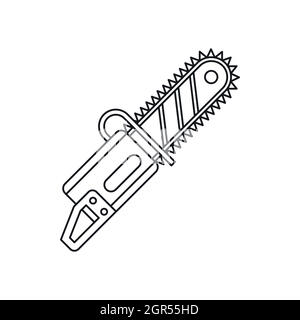 Chainsaw icona, stile contorno Illustrazione Vettoriale