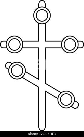 La religione icona a forma di croce, stile contorno Illustrazione Vettoriale