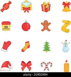 Natale set di icone in stile cartoon Illustrazione Vettoriale