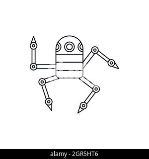 Robot spider icona, stile contorno Illustrazione Vettoriale