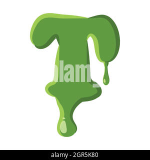 Lettera T fatta di melma verde Illustrazione Vettoriale