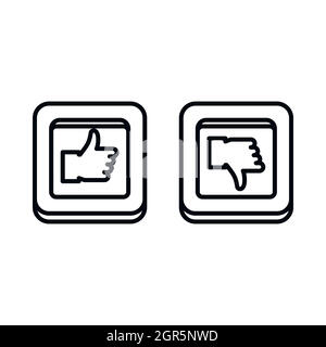 Pollice in su e in giù i pulsanti quadrati icona Illustrazione Vettoriale