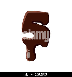 Numero 5 da alfabeto latino di cioccolato Illustrazione Vettoriale