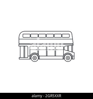 Double Decker bus, l'icona di stile di contorno Illustrazione Vettoriale