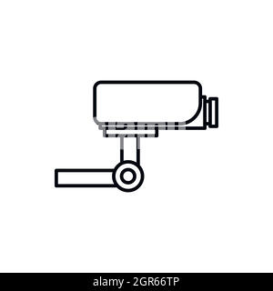 Telecamera di sorveglianza, l'icona di stile di contorno Illustrazione Vettoriale