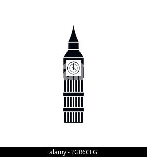 Big Ben orologio icona, stile semplice Illustrazione Vettoriale