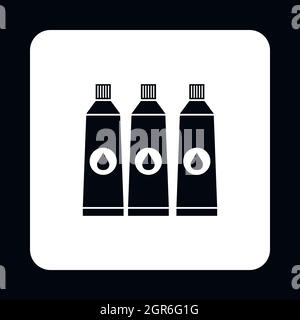 Tre tubi con icona di Paint, stile semplice Illustrazione Vettoriale