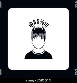 Uomo con segni diversi icona, stile semplice Illustrazione Vettoriale