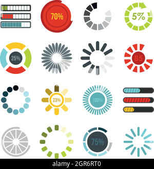 Barra di progresso di download di set di icone di stile di Piana Illustrazione Vettoriale