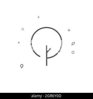 Corona circolare icona semplice linea vettoriale. Cartello ad albero isolato su sfondo bianco. Tratto modificabile. Regolare lo spessore della linea. Illustrazione Vettoriale