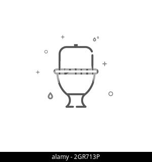 WC ciotola con un serbatoio semplice vettore linea icona. Simbolo idraulico, pittogramma, segno isolato su sfondo bianco. Tratto modificabile. Regolare lo spessore della linea. Illustrazione Vettoriale
