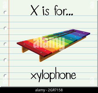 La lettera X del flashcard è per xylophone Illustrazione Vettoriale