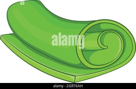 Green towel arrotolato icona, stile cartoon Illustrazione Vettoriale