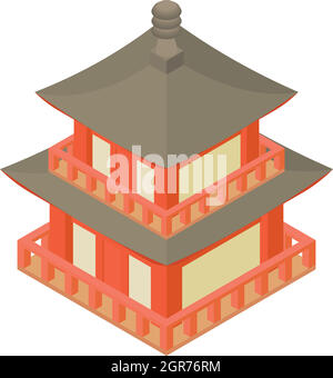 Icona pagoda, stile cartoon Illustrazione Vettoriale