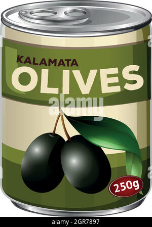 Un rebbio di olive nere kalamata Illustrazione Vettoriale
