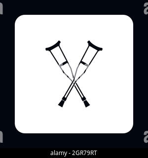 Un paio di stampelle, icona di stile semplice Illustrazione Vettoriale