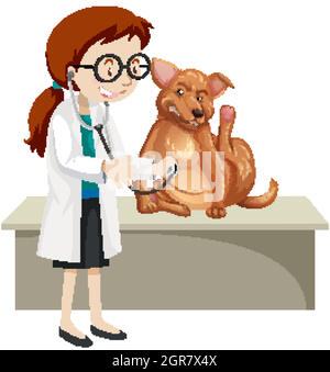 Veterinario con animale malato Illustrazione Vettoriale