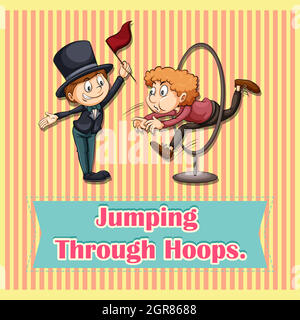 Uomo che sjumoing attraverso i cerchi Illustrazione Vettoriale